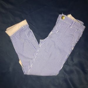 Blue and white stripe pants